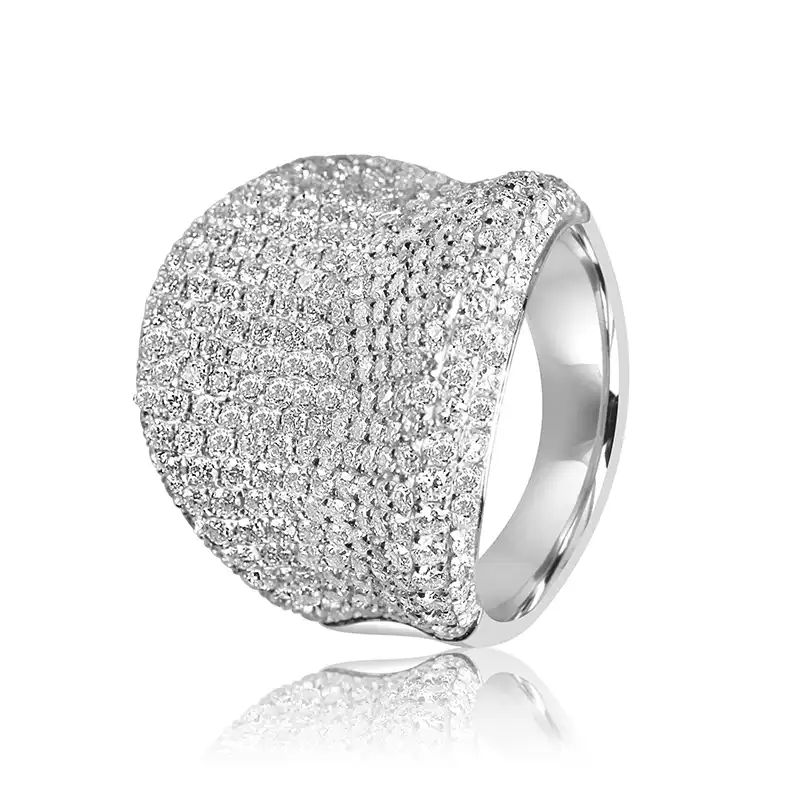 18K White Gold Diamond Pave Ring